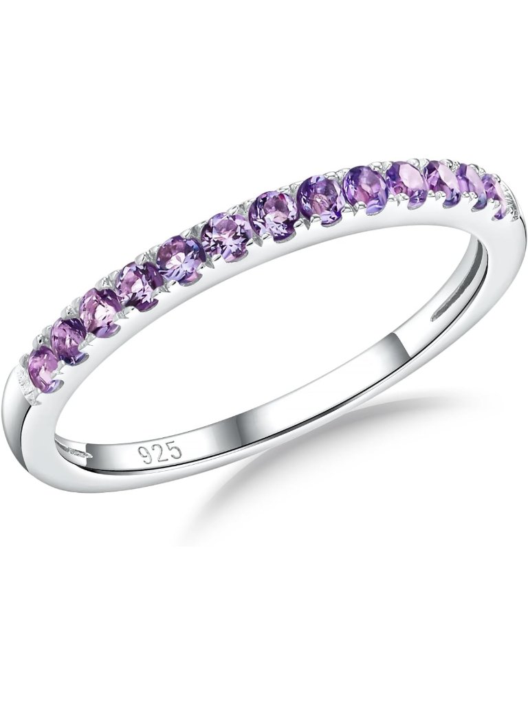 925 Sterling Silver Birthstone Stackable Rings For Women - Half Eternity Wedding